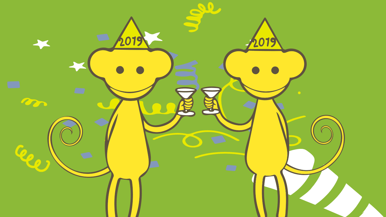 Apor som skålar i champagne